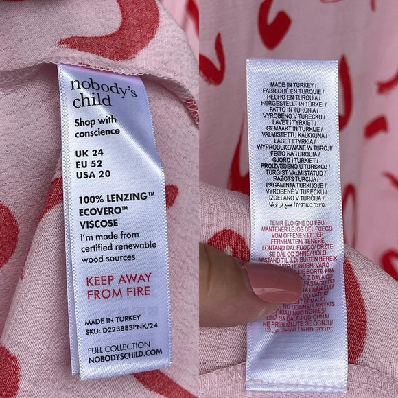 Nobody's Child Plus Felicia squiggle print dress in pink size 20 - Picture 13 of 16